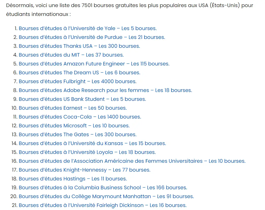 Rechercher une bourse d'étude aux USA (États-Unis)